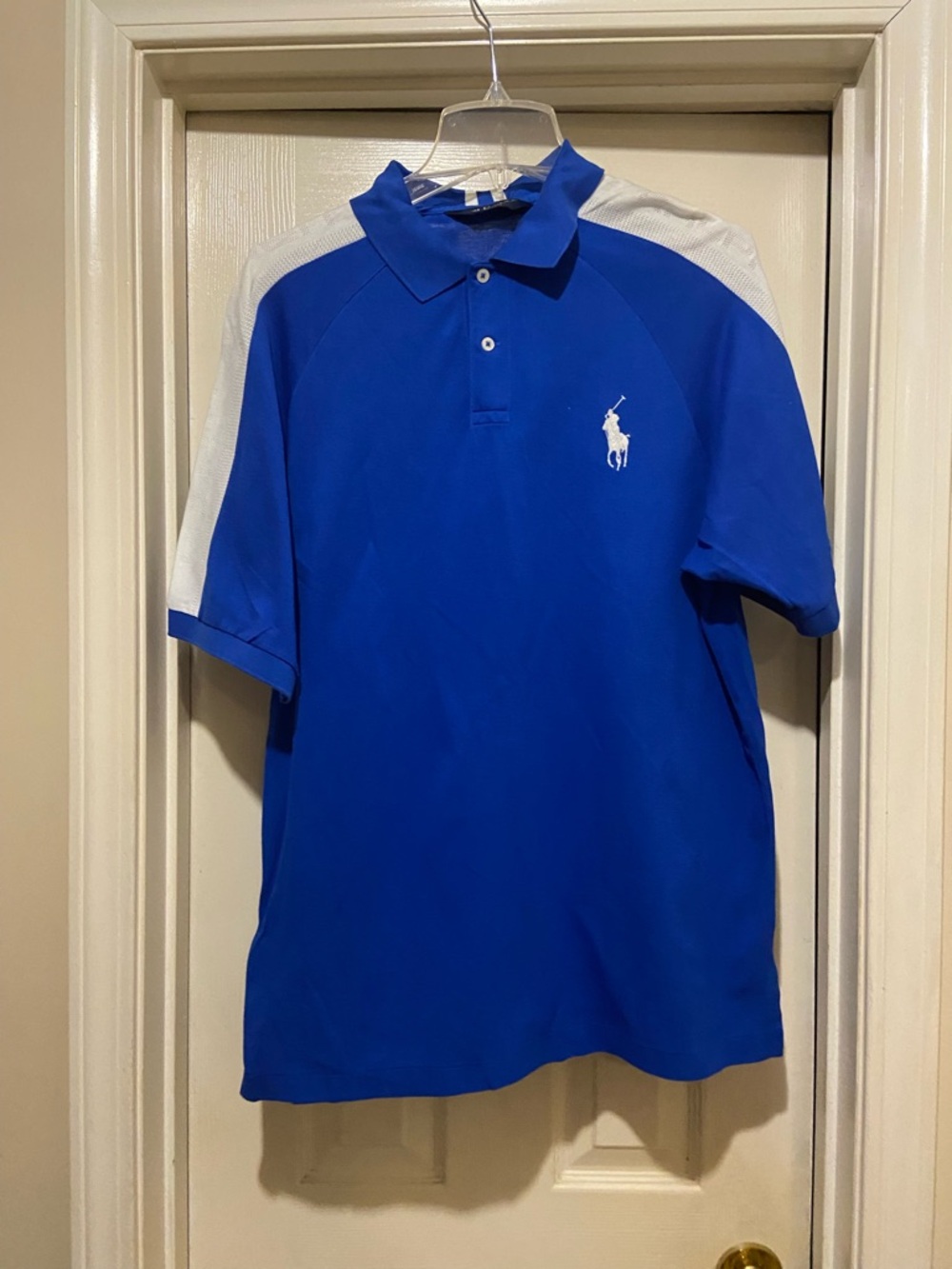 Ralph Lauren Blue Polo with White Shoulder Panels